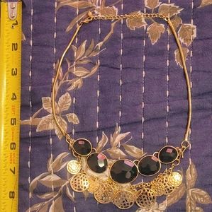 Dark Green and Gold Tone Necklace